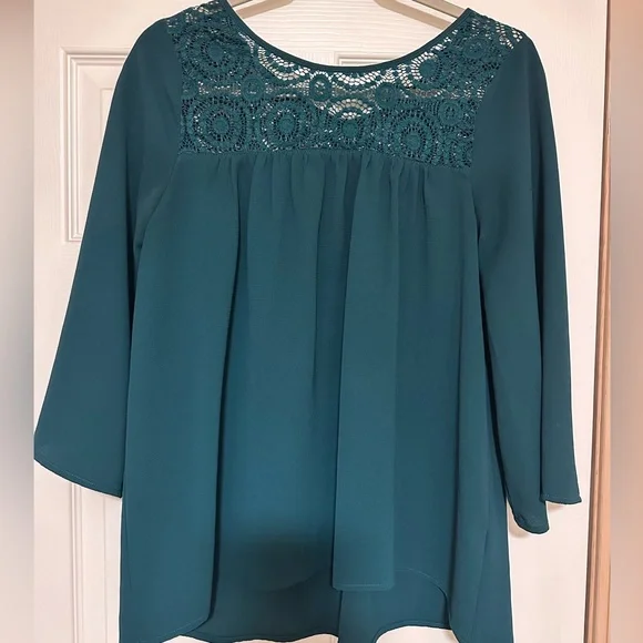 Papermoon Leis Lace Detail Blouse-teal - Picture 2 of 6